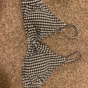 BLACK AND WHITE GINGHAM BIKINI TOP